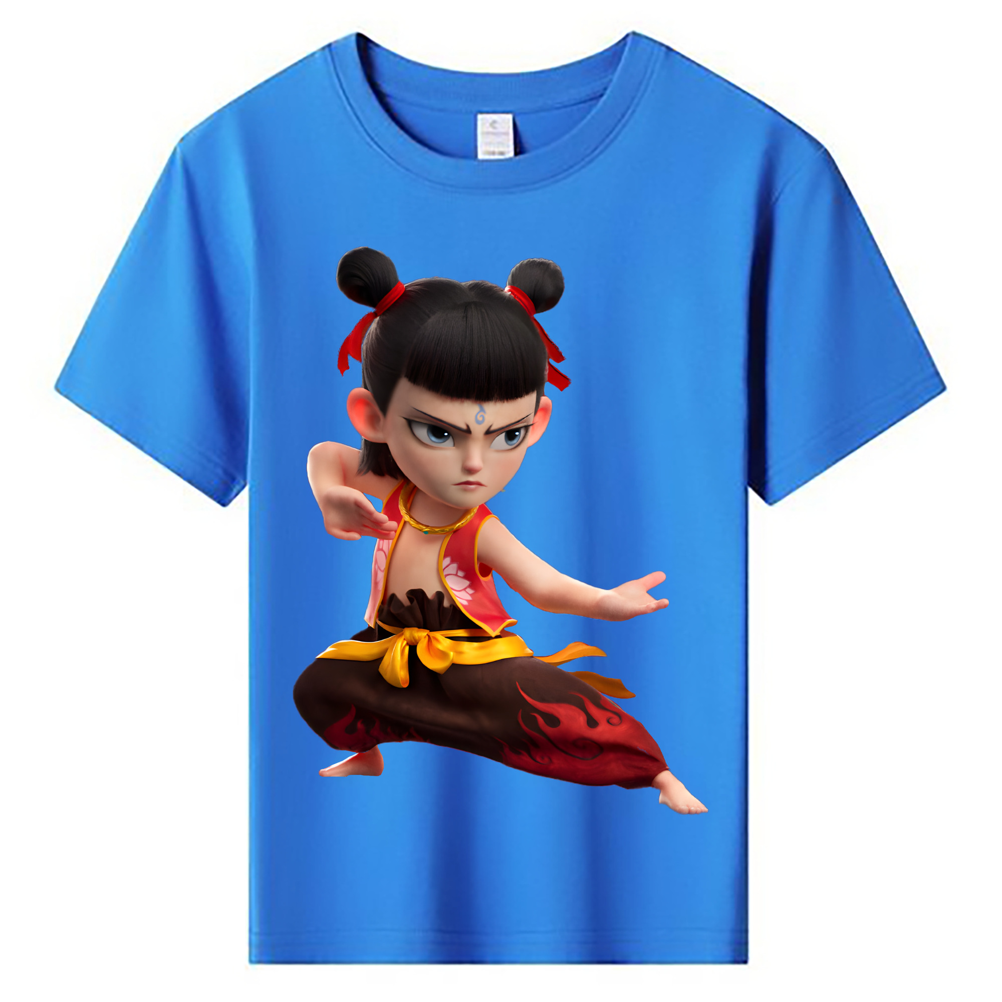 （画像用） Ne Zha 2 ナタ 魔童の大暴れ 綿100％キッズTシャツ（フロントプリント）